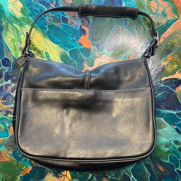 Coach Hampton Clip Lock Black Leather Shoulder Bag - Picture 16 of 16